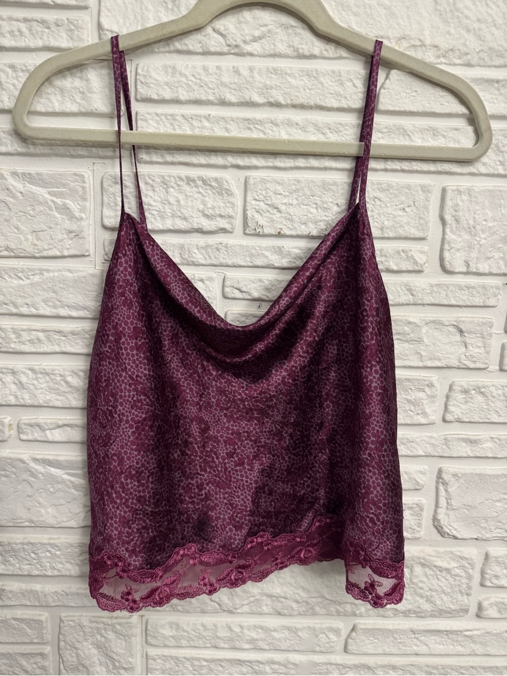 Victoria's Secret Plum Satin Lace-Trim Cowl Camisole